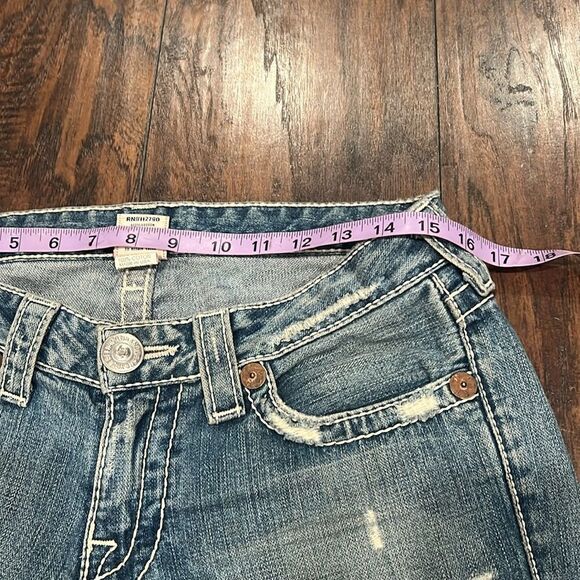 True religion Bobby jeans size 29 by 31 distressed made in USA raw hem in GUC - Picture 10 of 13